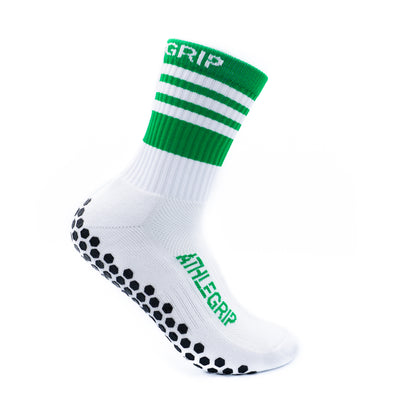 Green and White Grip Socks