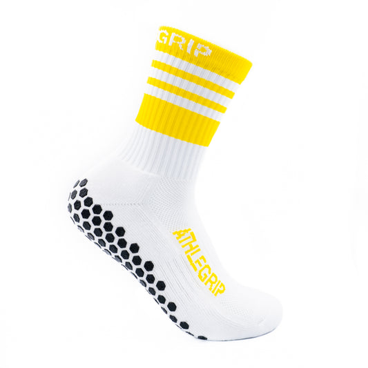 Yellow and White Grip Socks