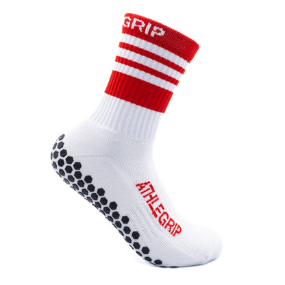 Red and White Grip Socks