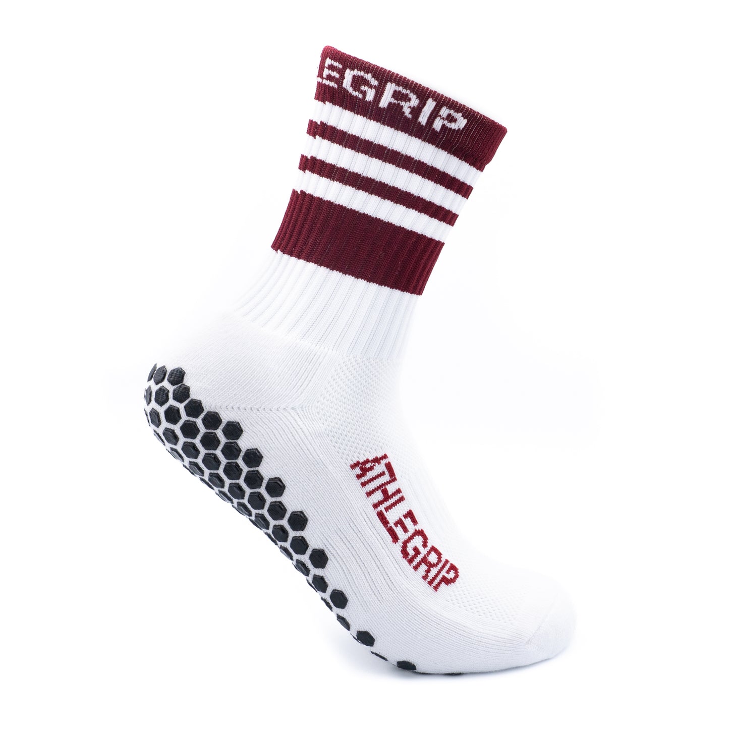 Maroon and White Grip Socks